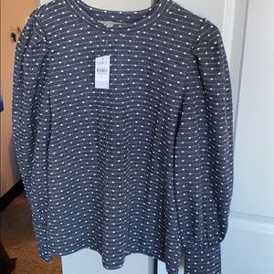 NWT Dotted Stripe Puff Sleeve Sweater